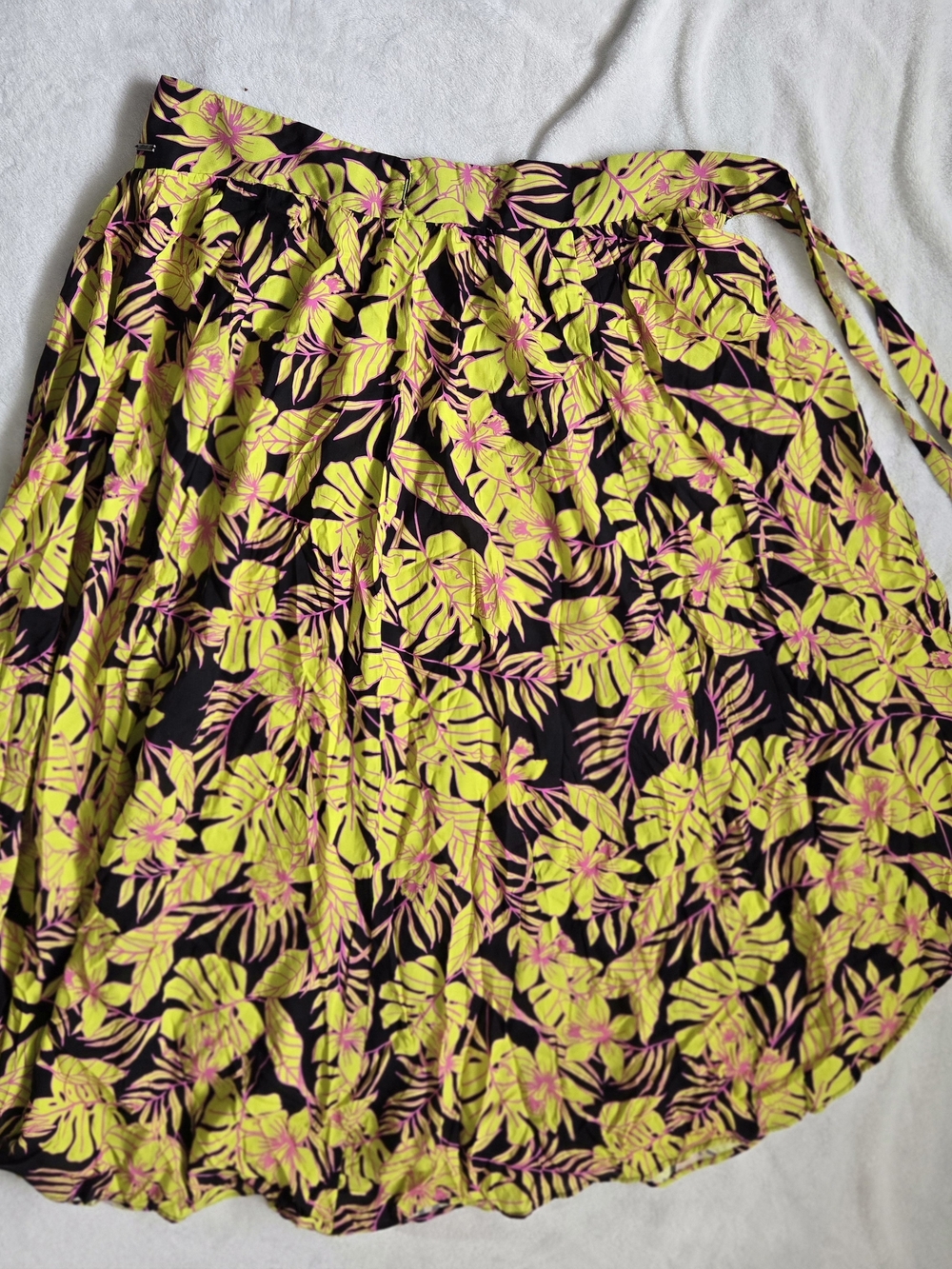 Maaji Neon Lime & Hot Pink Tropical Print Wrap Skirt